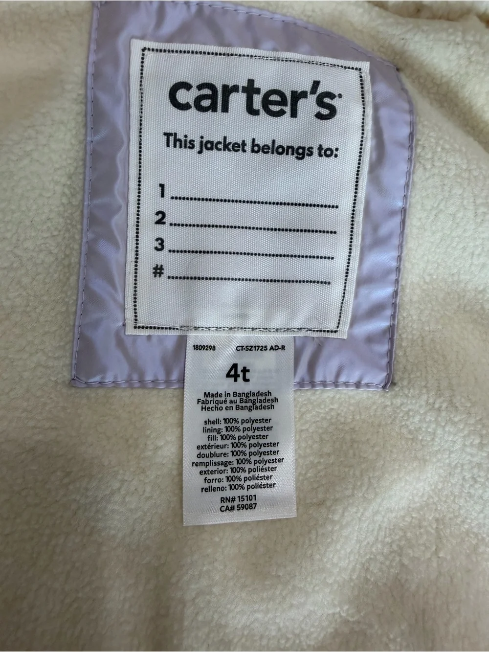 Carters light purple